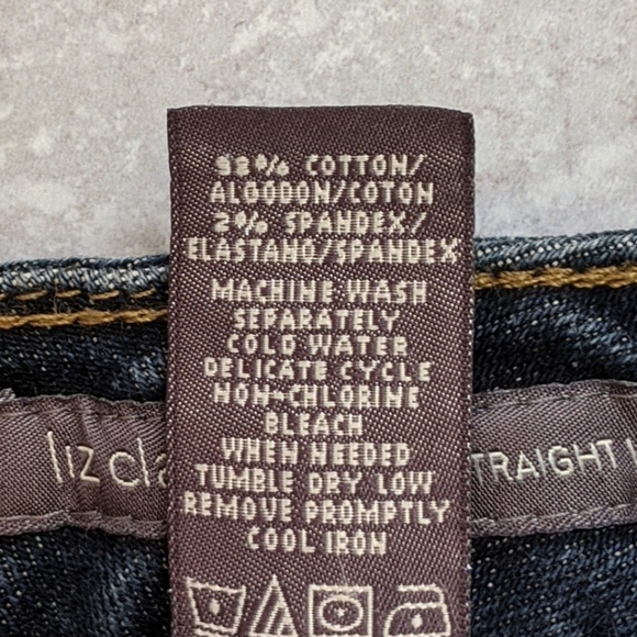 🌼 Liz Claiborne Stretch Denim Mid Rise Straight Leg Jeans, Dark Wash 6 - Picture 7 of 7